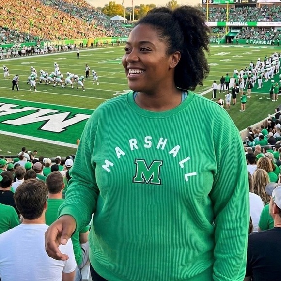 Pressbox Tops - Pressbox Marshall University‎ Thundering Herd Ribbed Sweatshirt Green Womens 2XL